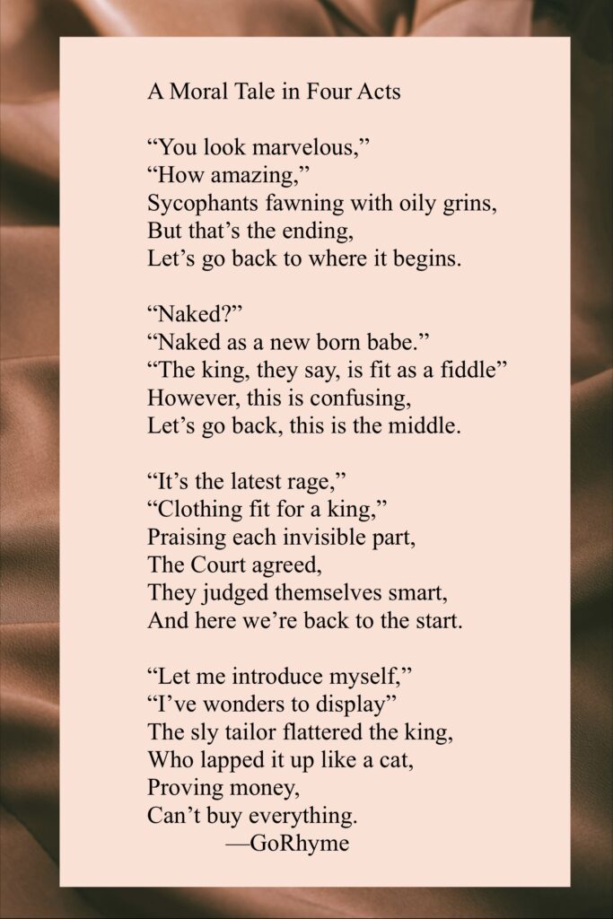 A poem with dialogue that tells a story